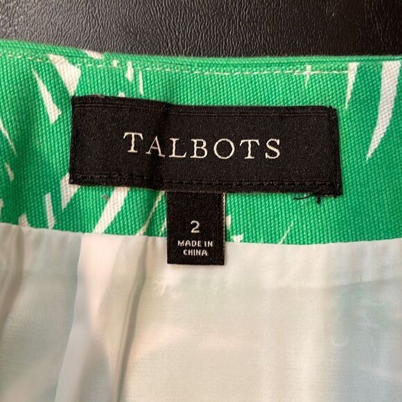 Talbots Womens Pencil Mini Skirt Green Palm Print Green Size 2‎ - Picture 7 of 9